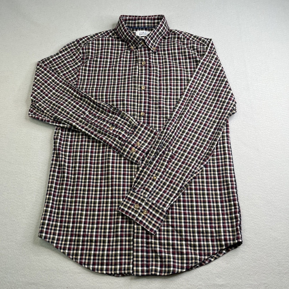 Croft & Barrow Flannel Shirt Mens Small Plaid Button Up 100% Cotton Long Sleeve